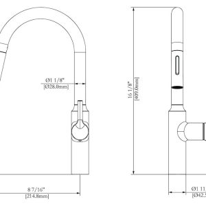 Valterra Faucet, Premium, Use for Kitchen, 8 Inch Deck Mount, Slimline Hi-Arc Spout with Pull Down Sprayer, Single Lever Handle – PF231465