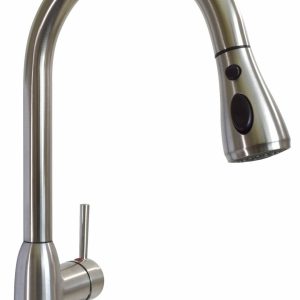 Valterra Faucet, Premium, Use for Kitchen, 8 Inch Deck Mount, Slimline Hi-Arc Spout with Power Boost Pull Down Sprayer, Single Lever Handle – PF231466