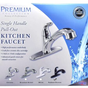 Valterra Faucet, Used for Kitchen, Single Piece 8 Inch Deck Mount, 10 Inch Pull Out Spout, Single Lever Handle – PF231541