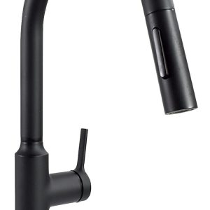 Valterra Faucet, Premium, Use for Kitchen, 8 Inch Deck Mount, Slimline Hi-Arc Spout with Pull Down Sprayer, Single Lever Handle – PF231765