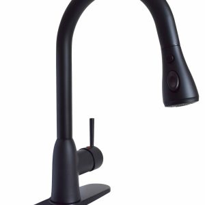 Valterra Faucet, Premium, Use for Kitchen, 8 Inch Deck Mount, Slimline Hi-Arc Spout with Power Boost Pull Down Sprayer, Single Lever Handle – PF231766