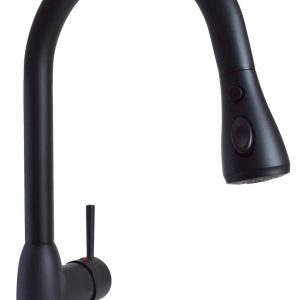 Valterra Faucet, Premium, Use for Kitchen, 8 Inch Deck Mount, Slimline Hi-Arc Spout with Power Boost Pull Down Sprayer, Single Lever Handle – PF231766