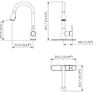 Valterra Faucet, Premium, Use for Kitchen, 8 Inch Deck Mount, Slimline Hi-Arc Spout with Power Boost Pull Down Sprayer, Single Lever Handle – PF231766