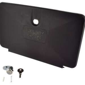 Valterra Exterior Shower Door, Replacement for Phoenix Exterior Shower Part Number 377BK, Black, Plastic, With Lock, With Blister Package – PF267002