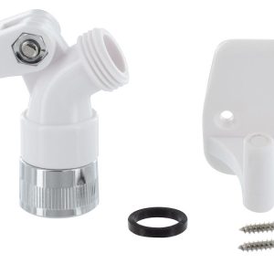 Valterra Shower Head Mount, Wall Mount, Single Position, With Swivel, Chrome Plated Connector, White, Plastic, With Blister Package – PF276003