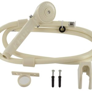 Valterra Shower Head, Hand-Held with 60 Inch Vinyl Hose, With Single Function Spray Setting, With Trickle Shut-Off, Biscuit, Plastic – PF276025