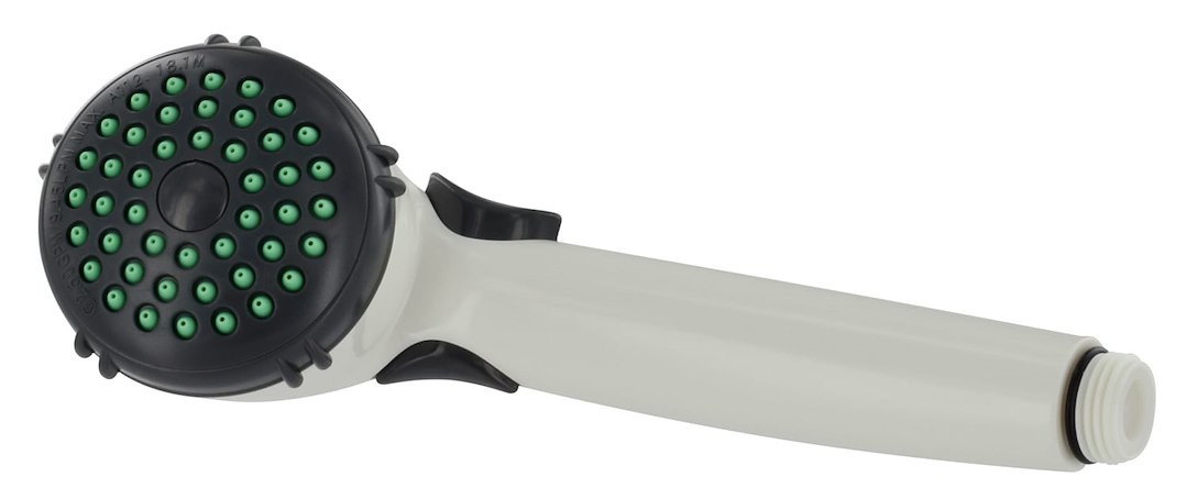 Valterra Shower Head, Hand-Held, With Single Function Spray Setting, With Trickle Shut-Off, White, Plastic, With Blister Package – PF276038
