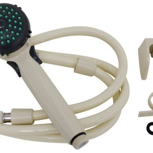 Valterra Shower Head, Hand-Held with 60 Inch Vinyl Hose, With Single Function Spray Setting, With Trickle Shut-Off, Biscuit, Plastic – PF276043