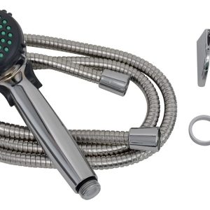 Valterra Shower Head, Hand-Held with 60 Inch Double Hooked Stainless Steel Hose, With Single Function Spray Setting, With Trickle Shut-Off – PF276045