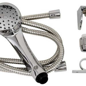 Valterra Shower Head, Air Fusion, Hand-Held with 60 Inch Stainless Steel Hose, With Single Function Spray Setting, Polished Chrome Plated – PF276048