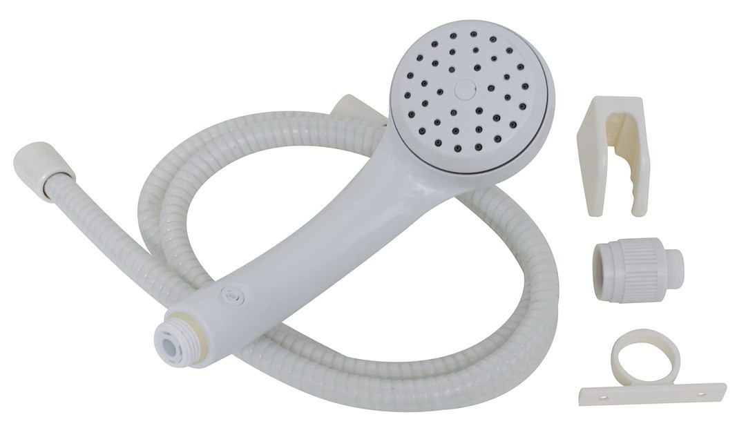 Valterra Shower Head, Air Fusion, Hand-Held with 60 Inch Vinyl Hose, With Single Function Spray Setting, White, Plastic – PF276050