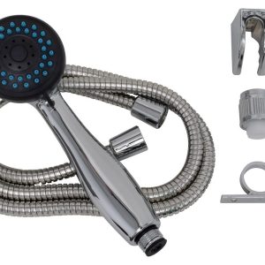 Valterra Shower Head, Hand-Held with 60 Inch Double Hooked Stainless Steel Hose, With 3 Function Spray Setting, Polished Chrome Plated – PF276053