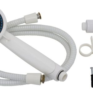 Valterra Shower Head, Hand-Held with 60 Inch Vinyl Hose, With 5 Function Spray Setting, White, Plastic – PF276058