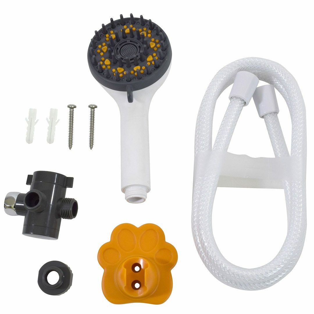 Valterra Shower Head, Wash&wag ™, Hand-Held with 60 Inch PVC Hose and Massage Head with Soft Fingers, With 3 Function Spray Setting, White – PF276210