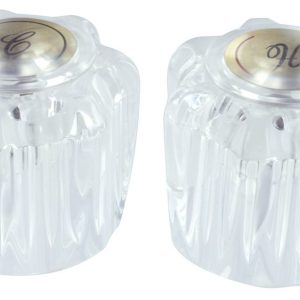 Valterra Faucet Handle, Fits Catalina 2 Handle Faucet, Knob Handle, Clear Crystal, Acrylic, Set of 2 with Blister Package – PF287031