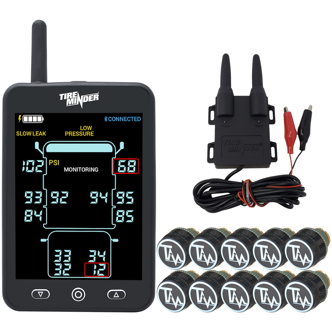 Valterra Tire Pressure Monitoring System – TPMS, Tireminder ® A1AS, Universal Fit, With Bluetooth Technology, 10 Standard Transmitters – TM22135
