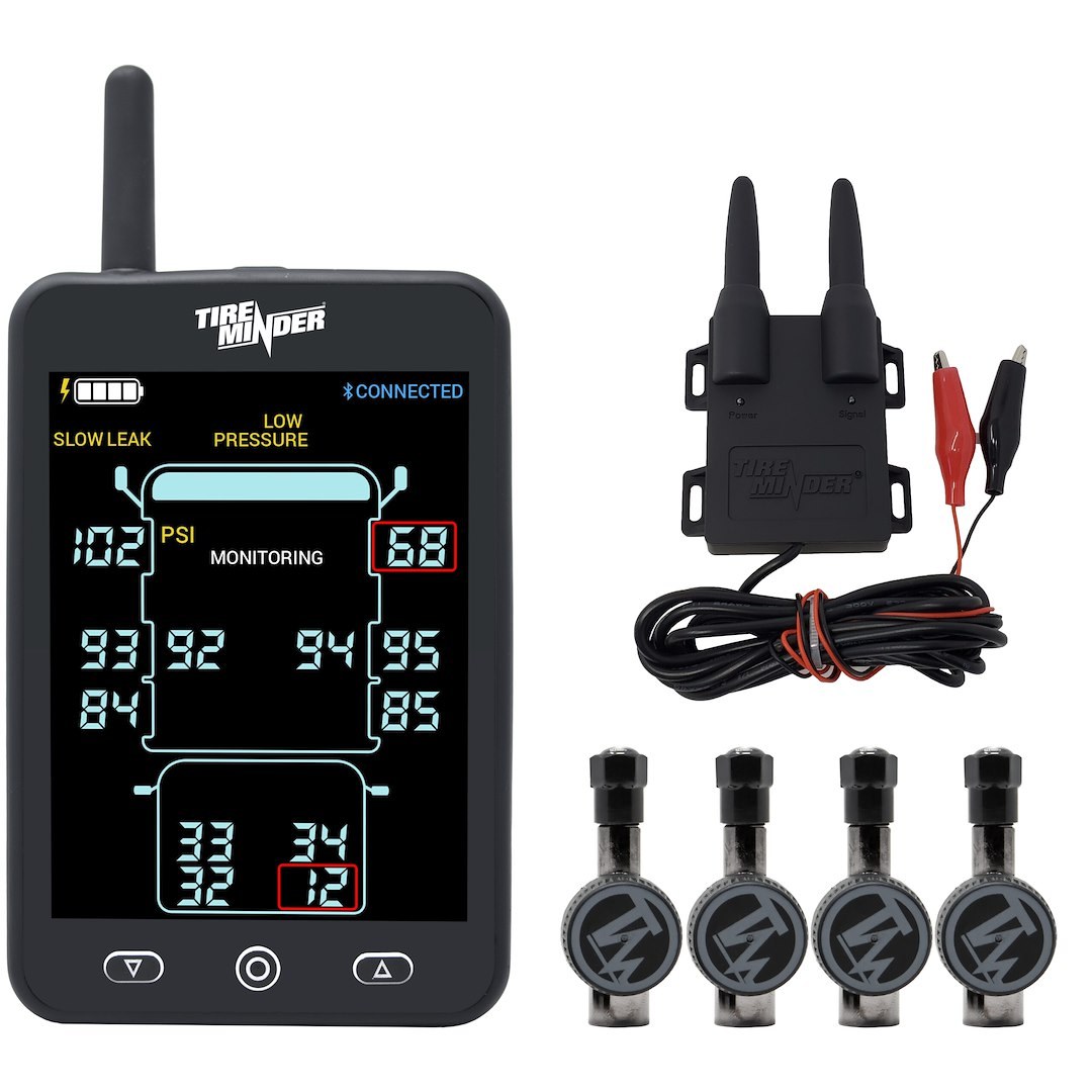 Valterra Tire Pressure Monitoring System – TPMS, Tireminder ® A1AS, Universal Fit, With Bluetooth Technology, 4 Flow Through Transmitters – TM22157