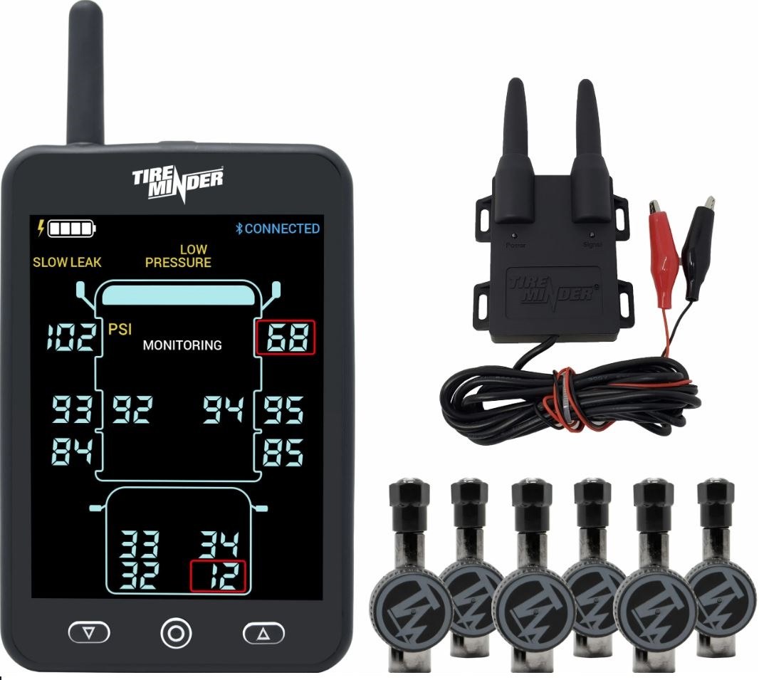 Valterra Tire Pressure Monitoring System – TPMS, Tireminder ® A1AS, Universal Fit, With Bluetooth Technology, 6 Flow Through Transmitters – TM22158