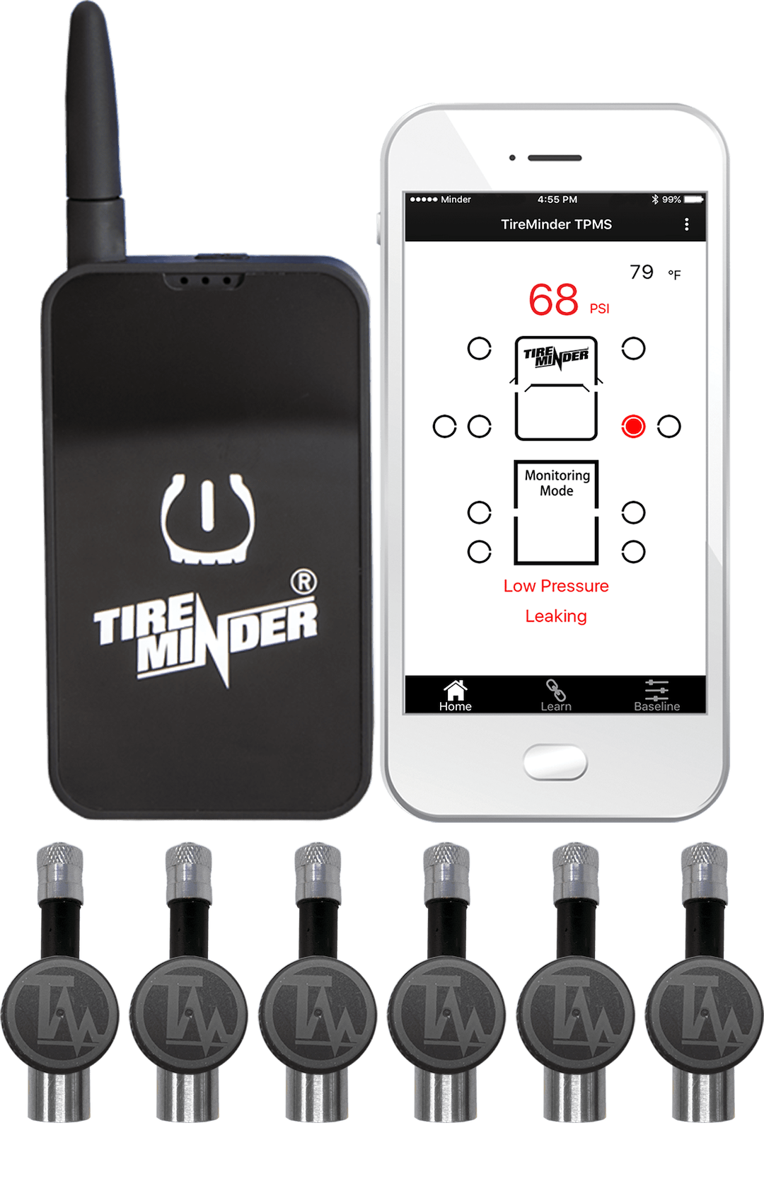 Valterra Tire Pressure Monitoring System – TPMS, Tireminder ®, Universal Fit, With Bluetooth Technology, 6 Standard Transmitters – TM22160
