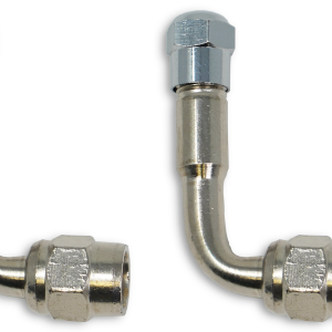 Valterra Valve Stem Extension, Tireminder ®, For Steel Rear Wheels, 90 Degree, Stainless Steel, Polished, Silver, With Cap – TM22304VP