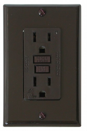 Valterra Receptacle, Diamond Group, Indoor/ Outdoor Use, 15 Amp or 20 Amp/ 120 Volt AC Power, Ground Fault Interrupter Type, Brown – DG15BVP