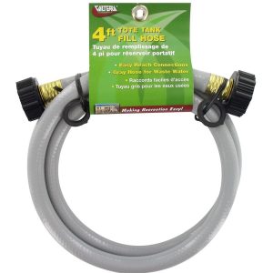 Valterra Waste Water Hose, Tote Tank Fill Hose, 1/2 Inch Internal Diameter, 4 Foot Length, Gray, Plastic Not Suitable for Drinking Water – W01-4048