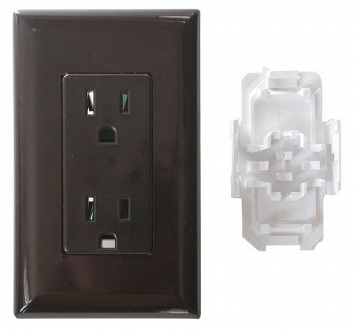 Valterra Receptacle, Decor ®, Indoor/ Outdoor Use, 15 Amp/ 120 Volt AC Power, Non Ground Fault Interrupter, Dual Receptacle, Brown – DG15BRVP