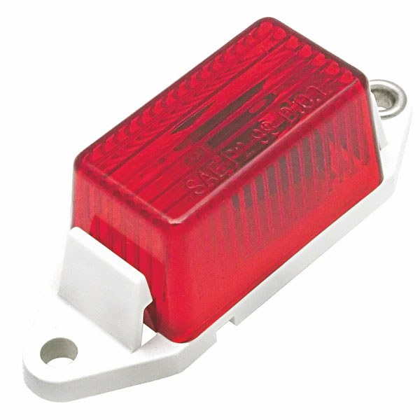 Valterra Clearance Light, Diamond Group, Incandescent Bulb, 3-1/8 Inch Width X 1 Inch Height, Red Lens, White ABS Base, With 1 Wire, Single – WP-S-94R