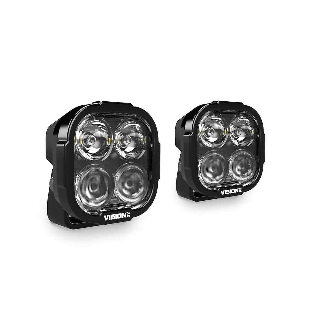 Vision X Driving/ Fog Light, Dura Pro, LED, Dual-Color DRL, 4 Cree Xpl Hi LED 8 Watt Bulb, Square, 32 Watt at 5.4 Amp Draw – DURA2-DL4CBKIT
