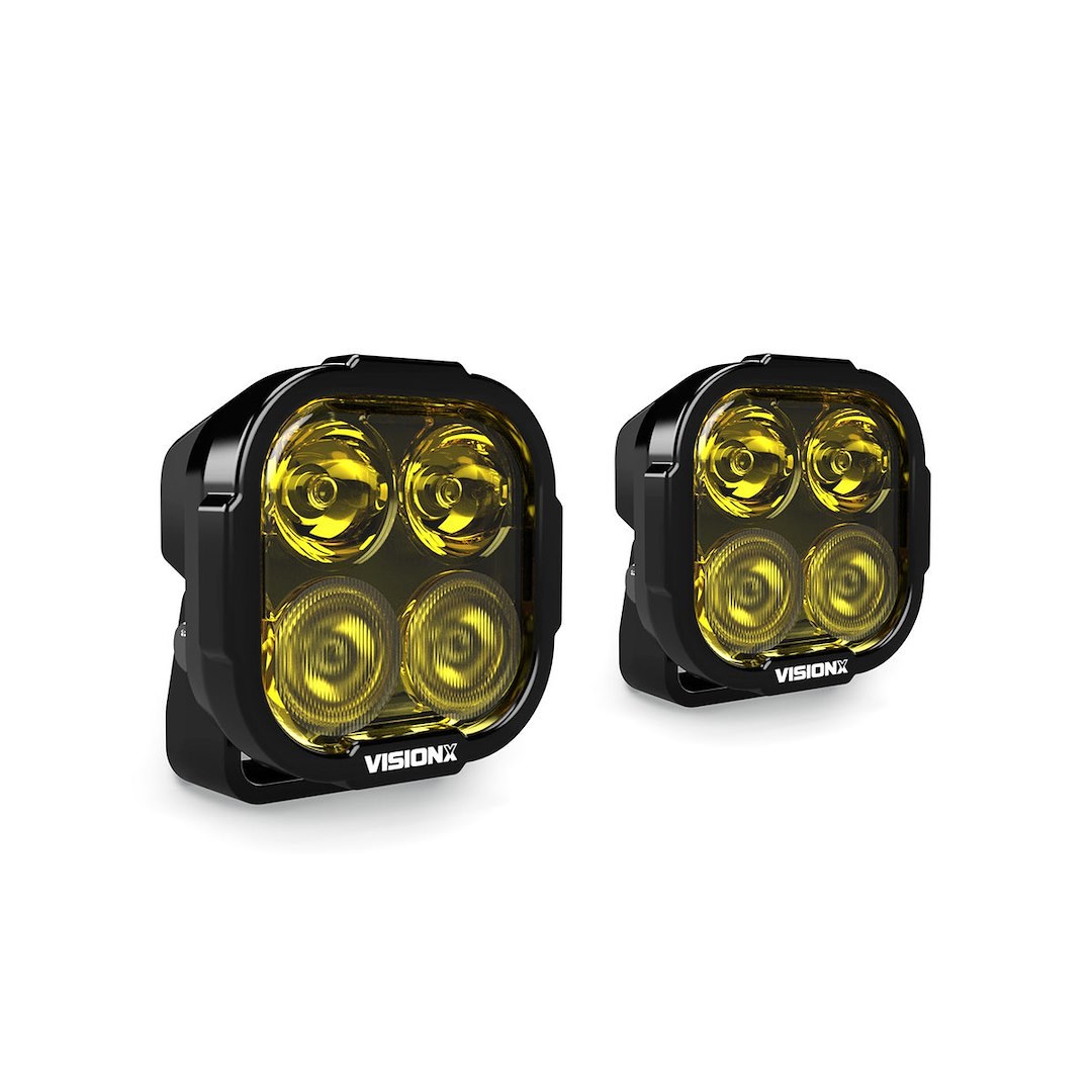Vision X Driving/ Fog Light, Dura Pro, LED, Dual-Color DRL, 4 Cree Xpl Hi LED 8 Watt Bulb, Square, 64 Watt at 5.4 Amp Draw – DURA2-DL4CBSYKIT
