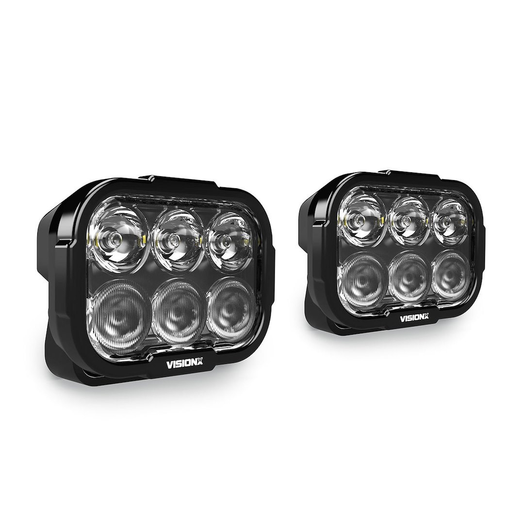 Vision X Driving/ Fog Light, Dura Pro, LED, Dual-Color DRL, 6 Cree Xpl Hi LED 8 Watt Bulb, Rectangular, 96 Watt at 8 Amp Draw – DURA2-DL6CBKIT