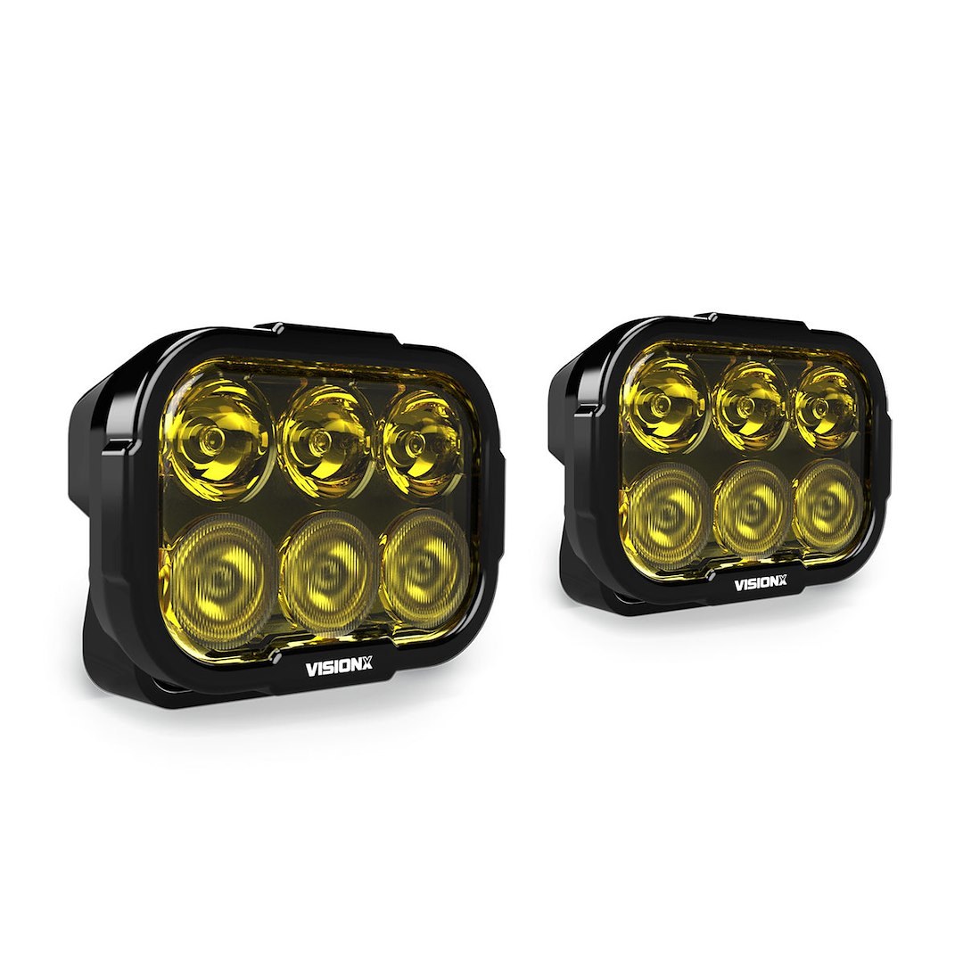 Vision X Driving/ Fog Light, Dura Pro, LED, Dual-Color DRL, 6 Cree Xpl Hi LED 8 Watt Bulb, Rectangular, 96 Watt at 8 Amp Draw – DURA2-DL6CBSYKIT