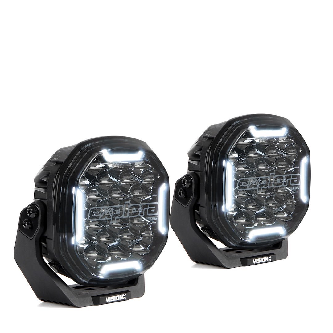 Vision X Driving/ Fog Light, Explora, LED, Dual-Color DRL, Cree Xte LED 5 Watt Bulb, Round, 128 Watt at 10.67 Amp Draw, 11 to 32 Volt DC – EX-DL24SKIT