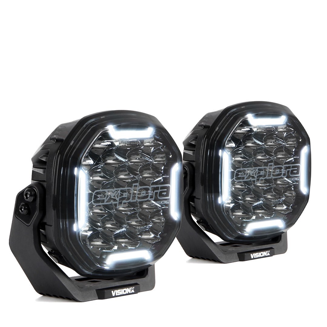 Vision X Driving/ Fog Light, Explora, LED, Dual-Color DRL, Cree Xte LED 5 Watt Bulb, Round, 240 Watt at 20 Amp Draw, 9 to 32 Volt DC – EX-DLX24SKIT