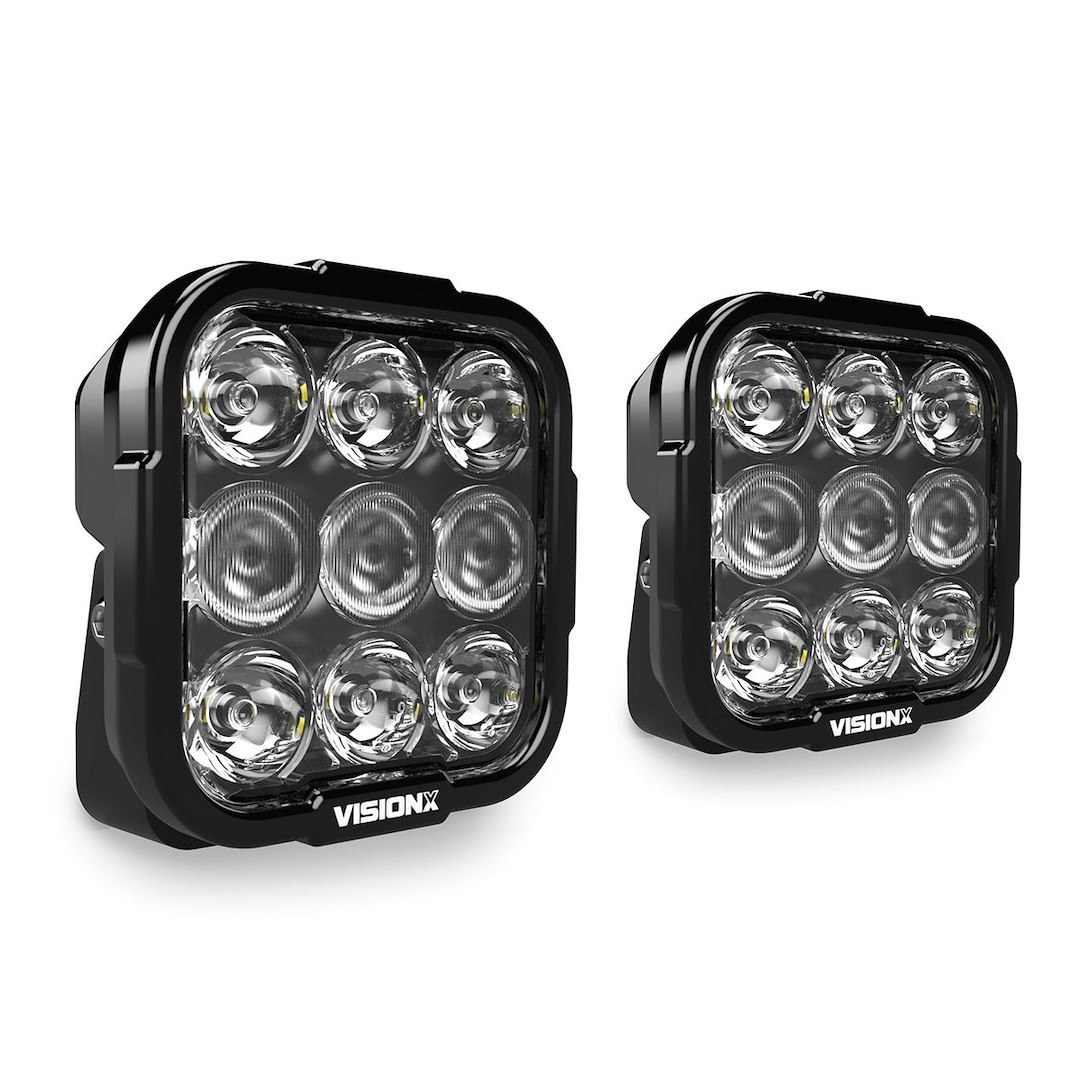 Vision X Driving/ Fog Light, Dura Pro, LED, Dual-Color DRL, 9 Cree Xpl Hi LED 8 Watt Bulb, Rectangular, 144 Watt at 12 Amp Draw – DURA2-DL9CBKIT
