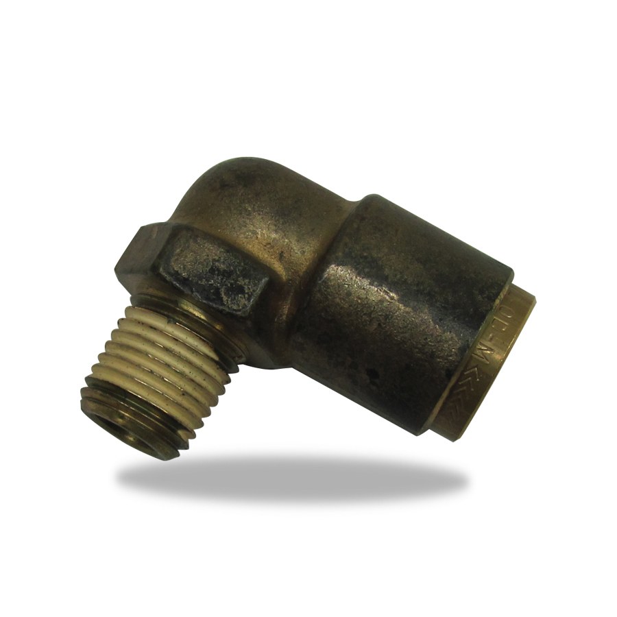 Velvac Brake Line Fitting, For Use with SAE J844 Nylon Tubing, 3/8 Inch Push-Lock Tube X 3/8 Inch Male Pipe, 90 Degree Non-Swivel Elbow – 017963