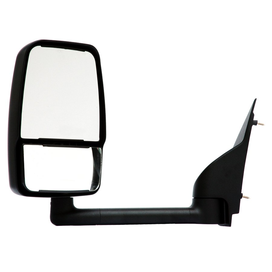 Velvac Exterior Mirror, 2020 Model Standard Head, 102 Inch Body Width, Left Side Only, Black, Manual Flat Glass, Single, 17-1/2 Inch Arm – 714487