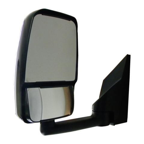 Velvac Exterior Mirror, 2020 Model Standard Head, 96 Inch Body Width, Right Side, Black, Remote Flat Glass, Foldaway, With Heated Mirror – 714564