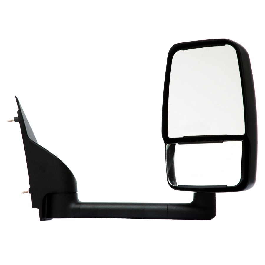Velvac Exterior Mirror, 2020 Model, 96 Inch Body Width, Right Side, Black, Manual Flat Glass/ Manual Convex Glass, Without Heated Mirrors – 718388-5