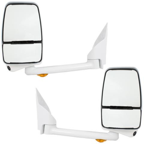 Velvac Exterior Mirror, 2020 Model Deluxe Head, 96 Inch Body Width, Left and Right Side, White, Remote Flat Glass/ Manual Convex Glass – 719329