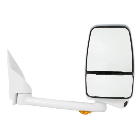 Velvac Exterior Mirror, 2020 Model Deluxe Head, 96 Inch Body Width, Right Side, White, Remote Flat Glass/ Manual Convex Glass – 719330