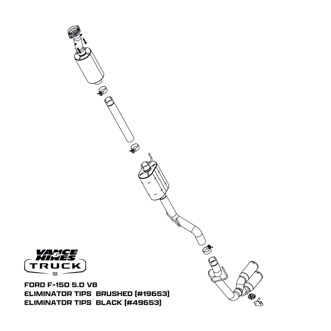 Vance&hines Exhaust System Kit, Holeshot Series™ Cat Back System, 304 Stainless Steel, With Muffler, 3 Inch Pipe Diameter – 19653