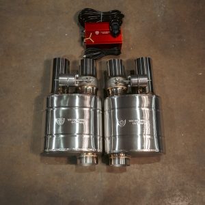 Valvetronic Exhaust Muffler, 8-1/2 Inch Length X 8-1/2 Inch Width X 5.8 Inch Height Oval T304 Stainless Steel Case – UVM.76MM.DUALOUT.X2