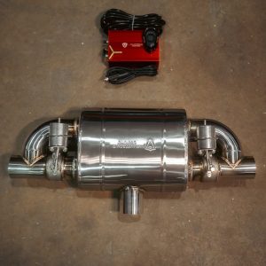 Valvetronic Exhaust Muffler, 11-1/2 Inch Width X 7 Inch Height Oval T304 Stainless Steel Case, T-Style, Single 2-1/2 Inch Inlet – UVM.63MM.TSTYLE.X1