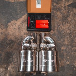 Valvetronic Exhaust Muffler, 8-1/2 Inch Length X 8-1/2 Inch Width X 5-1/2 Inch Height Oval T304 Stainless Steel Case – UVM.63MM.X2
