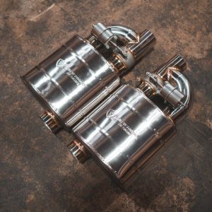 Valvetronic Exhaust Muffler, 8-1/2 Inch Length X 8-1/2 Inch Width X 5-1/2 Inch Height Oval T304 Stainless Steel Case – UVM.63MM.X2