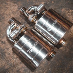 Valvetronic Exhaust Muffler, 8-1/2 Inch Length X 8-1/2 Inch Width X 5-1/2 Inch Height Oval T304 Stainless Steel Case – UVM.63MM.X2