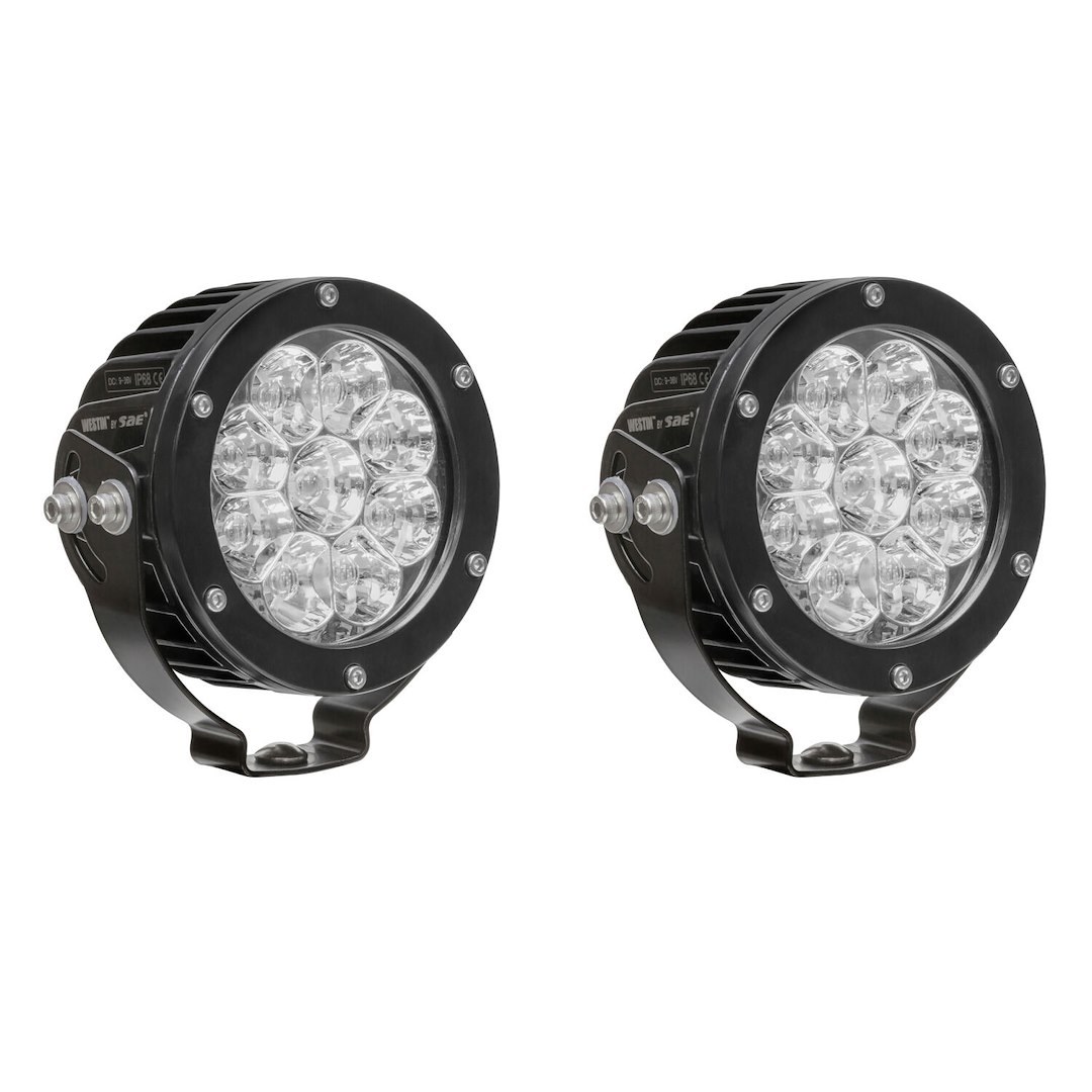 Westin Driving/ Fog Light, Axis Hp, LED Bulb, Osram 9 LED Clear Bulb, 4-3/4 Inch Round, 27 Watt, Spot Beam, Clear Polycarbonate Lens – 09-12007A-PR
