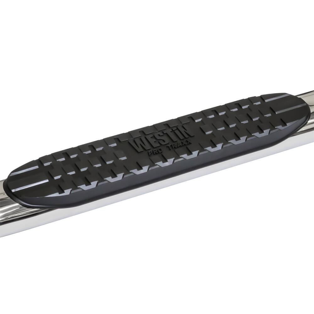 Westin Nerf Bar, Pro Traxx®, With Step Pads, 4 Inch Oval Bent, Polished, Stainless Steel, With Welded End Caps, Rocker Panel Mount – 21-21680