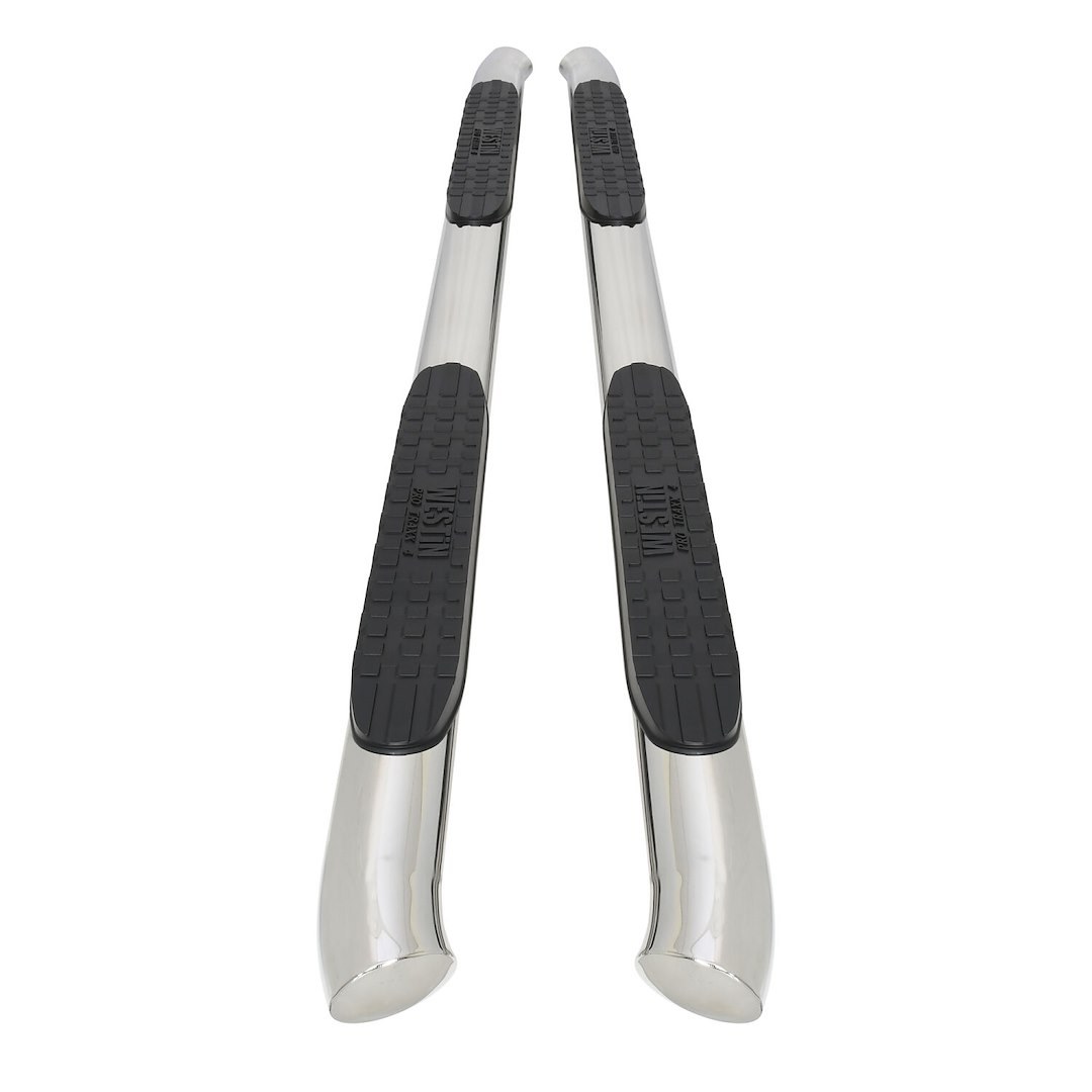 Westin Nerf Bar, Pro Traxx®, With Step Pads, 4 Inch Oval Bent, Polished, Stainless Steel, With Welded End Caps, Rocker Panel Mount – 21-22770